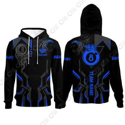 Customized 8 Ball Pool Hoodies, 8-Ball Liquid Effect Smoke, Billiard Jerseys