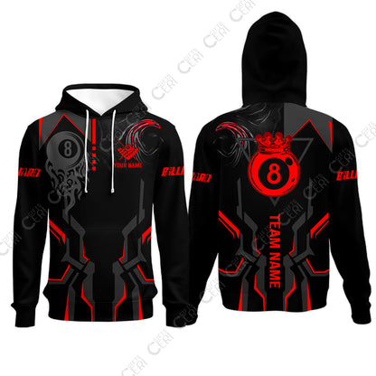 Customized 8 Ball Pool Hoodies, 8-Ball Liquid Effect Smoke, Billiard Jerseys