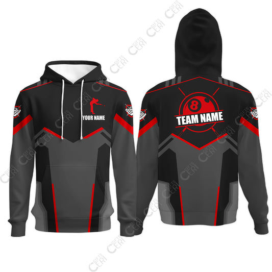 Customized 8 Ball Pool Hoodies, Billiards Man Vector 8-Ball, Billiards Jerseys
