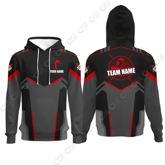 Customized 9 Ball Pool Hoodies, Billiards Man Vector 9-Ball, Billiards Jerseys