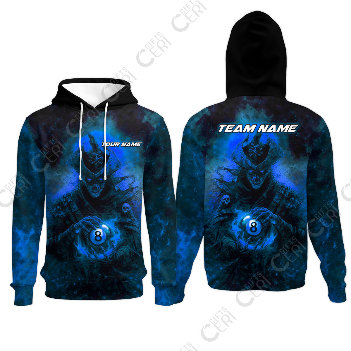 Customized Billiards Hoodies, Personalized Ghost Captains 8 Ball Jersey Gift For Billiard Players