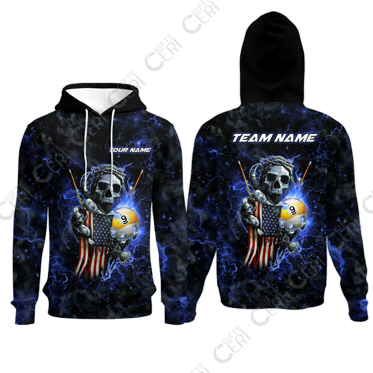 Customized Billiards Hoodies, Personalized Ghost Break 9 Ball Jersey Gift For Billiard Players