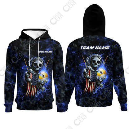 Customized Billiards Hoodies, Personalized Ghost Break 9 Ball Jersey Gift For Billiard Players