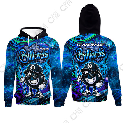 Customized Billiards Hoodies, Personalized Street Graffiti 8 Ball Jersey Gift For Billiard Players