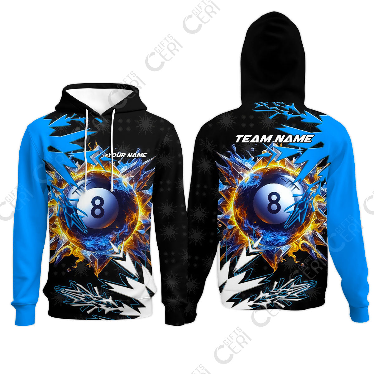 Customized Billiards Hoodies, Personalized Frostfire 8 Ball Jersey Gift For Billiard Players