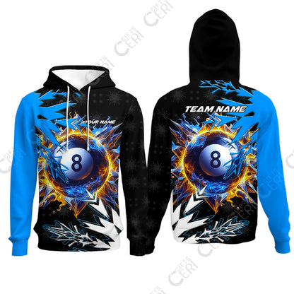 Customized Billiards Hoodies, Personalized Frostfire 8 Ball Jersey Gift For Billiard Players