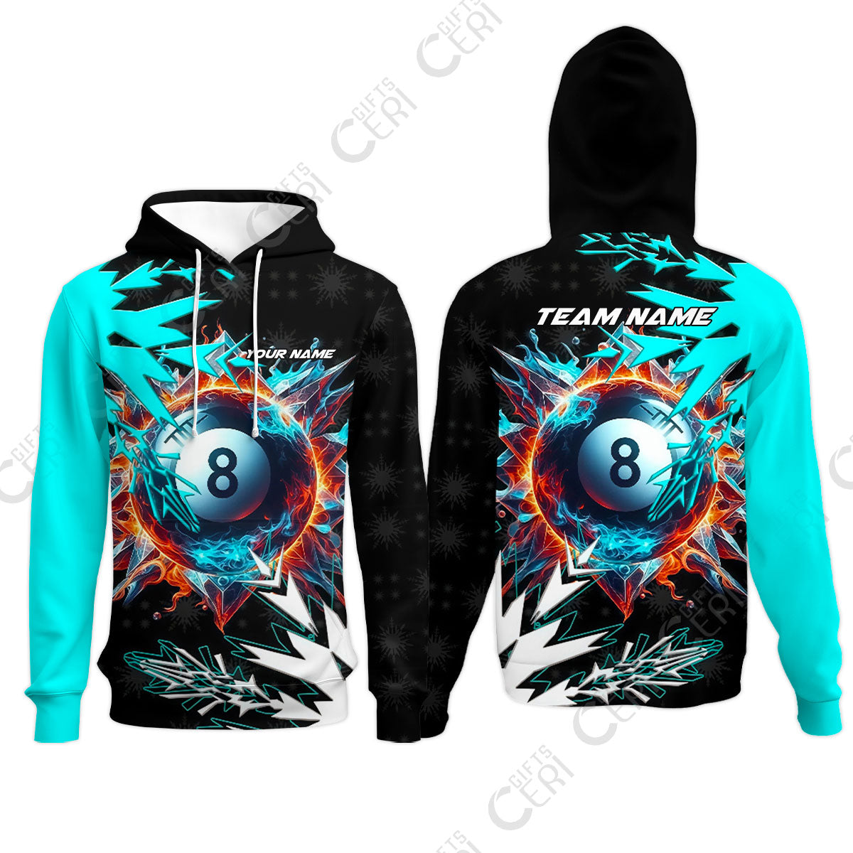 Customized Billiards Hoodies, Personalized Frostfire 8 Ball Jersey Gift For Billiard Players