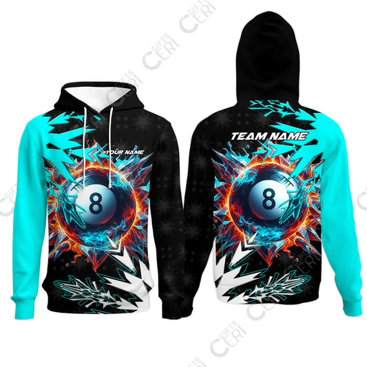 Customized Billiards Hoodies, Personalized Frostfire 8 Ball Jersey Gift For Billiard Players