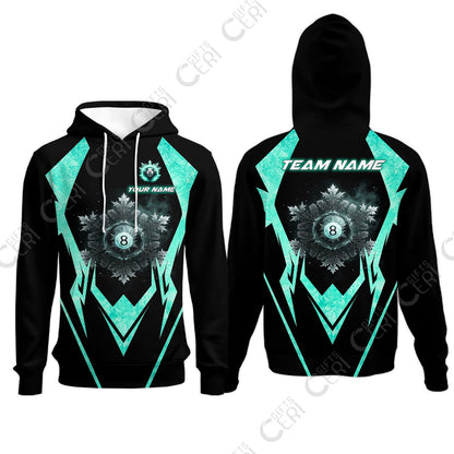 Customized Billiards Hoodies, Personalized Ice Break 8 Ball Jersey Gift For Billiard Players