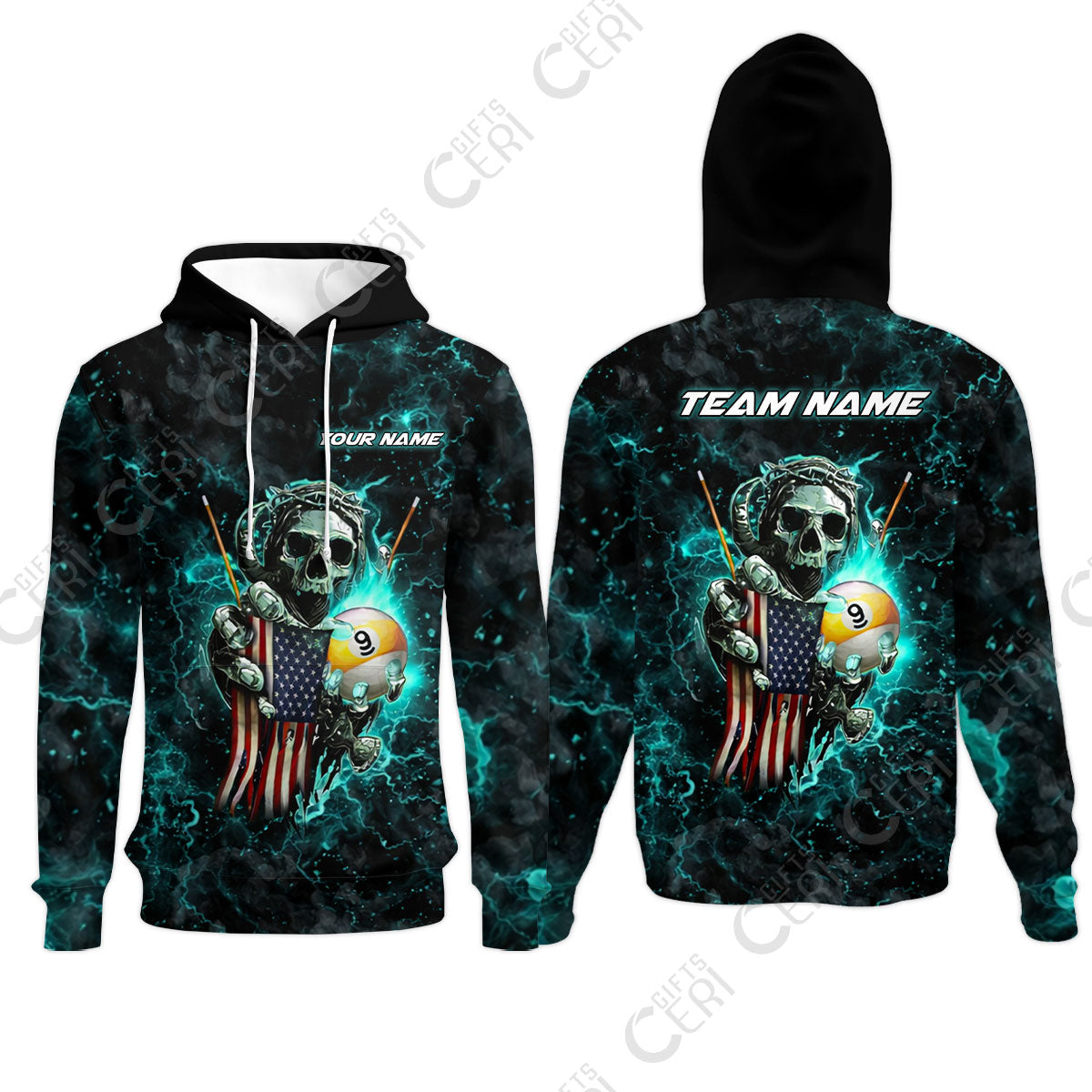 Customized Billiards Hoodies, Personalized Ghost Break 9 Ball Jersey Gift For Billiard Players