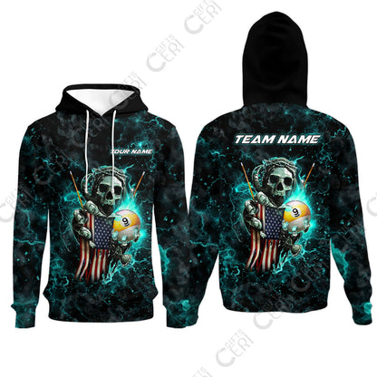 Customized Billiards Hoodies, Personalized Ghost Break 9 Ball Jersey Gift For Billiard Players