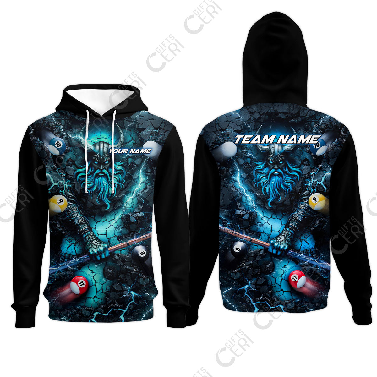 Customized Billiards Hoodies, Personalized Thunder Viking Billiards Jersey Gift For Billiard Players