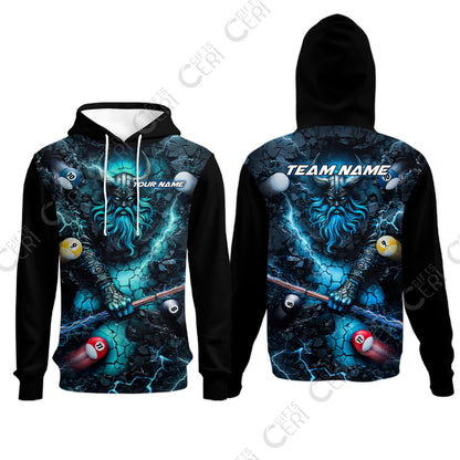 Customized Billiards Hoodies, Personalized Thunder Viking Billiards Jersey Gift For Billiard Players