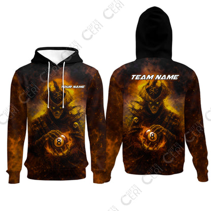 Customized Billiards Hoodies, Personalized Ghost Captains 8 Ball Jersey Gift For Billiard Players