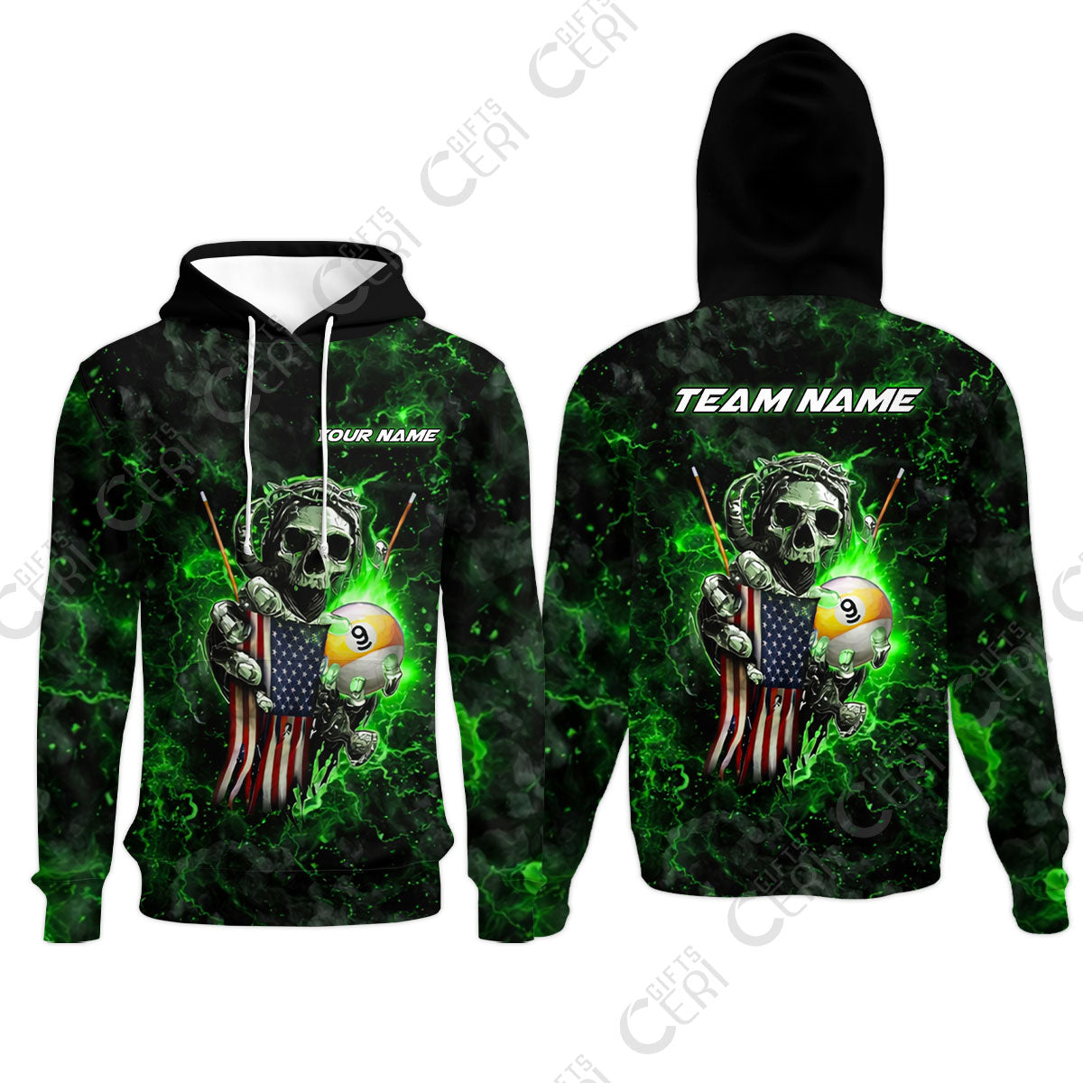 Customized Billiards Hoodies, Personalized Ghost Break 9 Ball Jersey Gift For Billiard Players