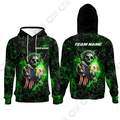 Customized Billiards Hoodies, Personalized Ghost Break 9 Ball Jersey Gift For Billiard Players
