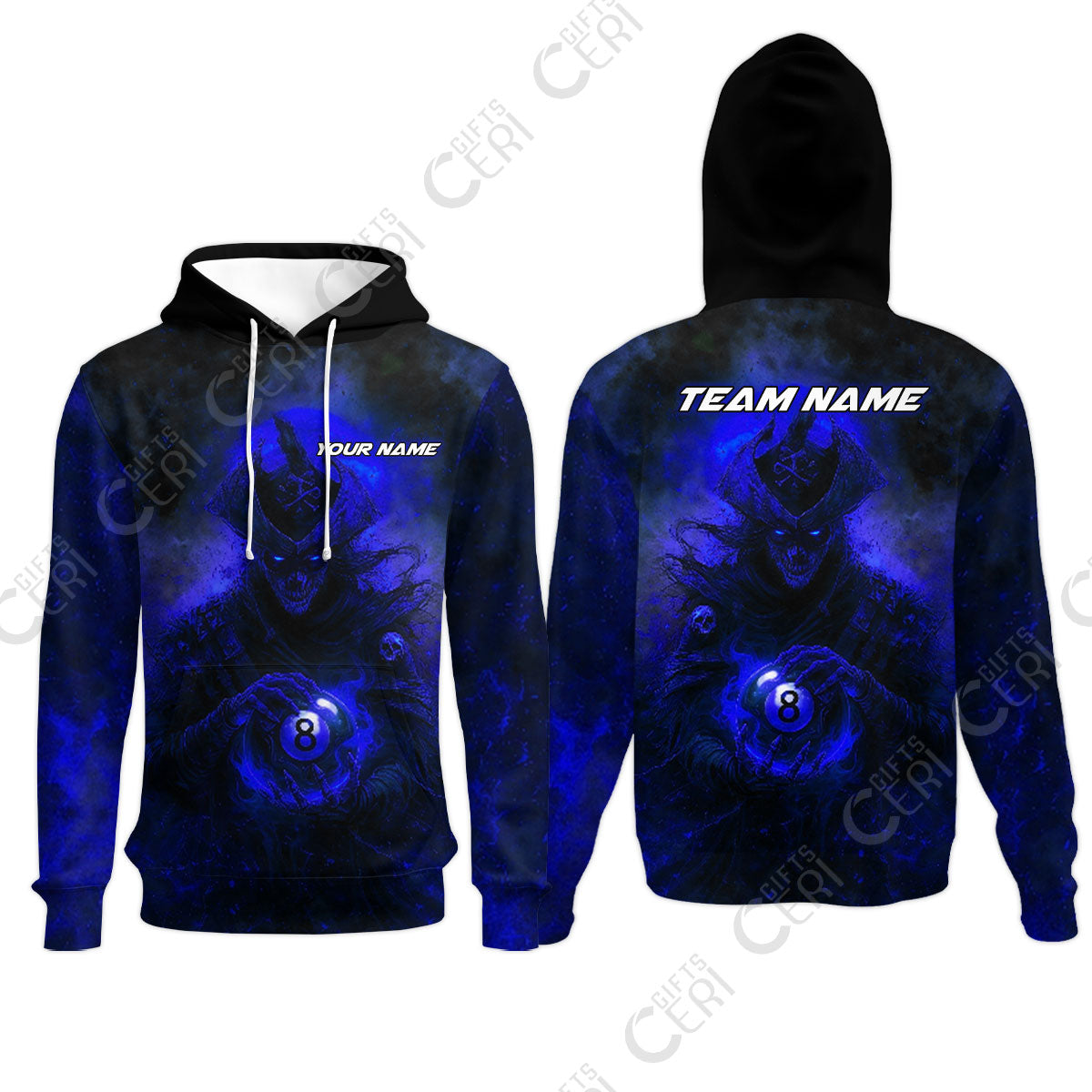 Customized Billiards Hoodies, Personalized Ghost Captains 8 Ball Jersey Gift For Billiard Players