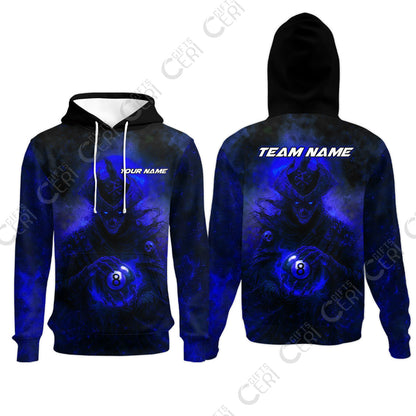 Customized Billiards Hoodies, Personalized Ghost Captains 8 Ball Jersey Gift For Billiard Players