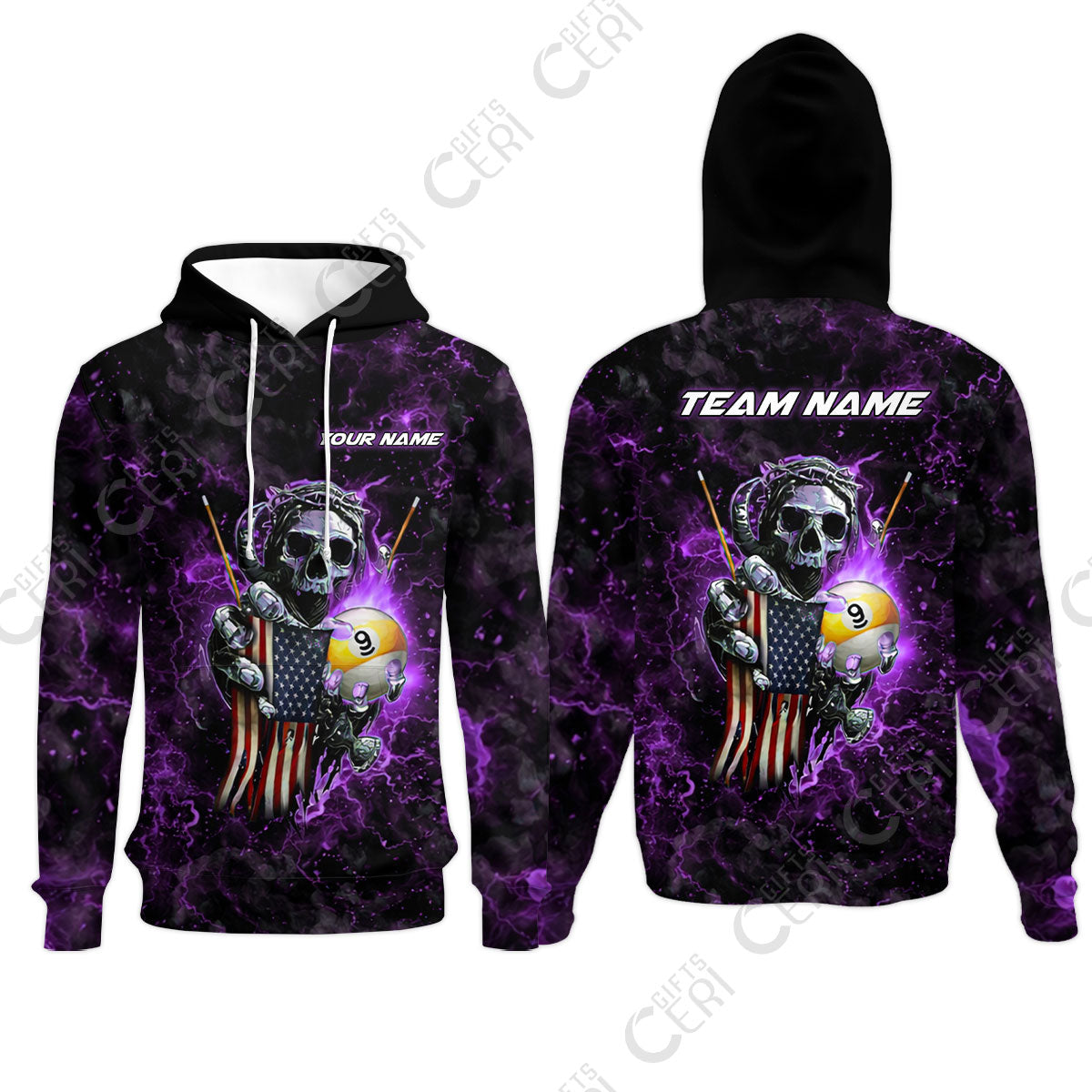 Customized Billiards Hoodies, Personalized Ghost Break 9 Ball Jersey Gift For Billiard Players