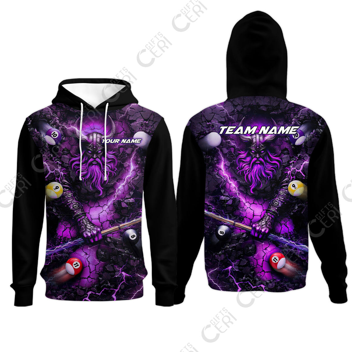 Customized Billiards Hoodies, Personalized Thunder Viking Billiards Jersey Gift For Billiard Players