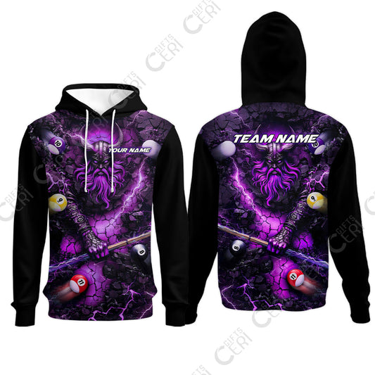Customized Billiards Hoodies, Personalized Thunder Viking Billiards Jersey Gift For Billiard Players