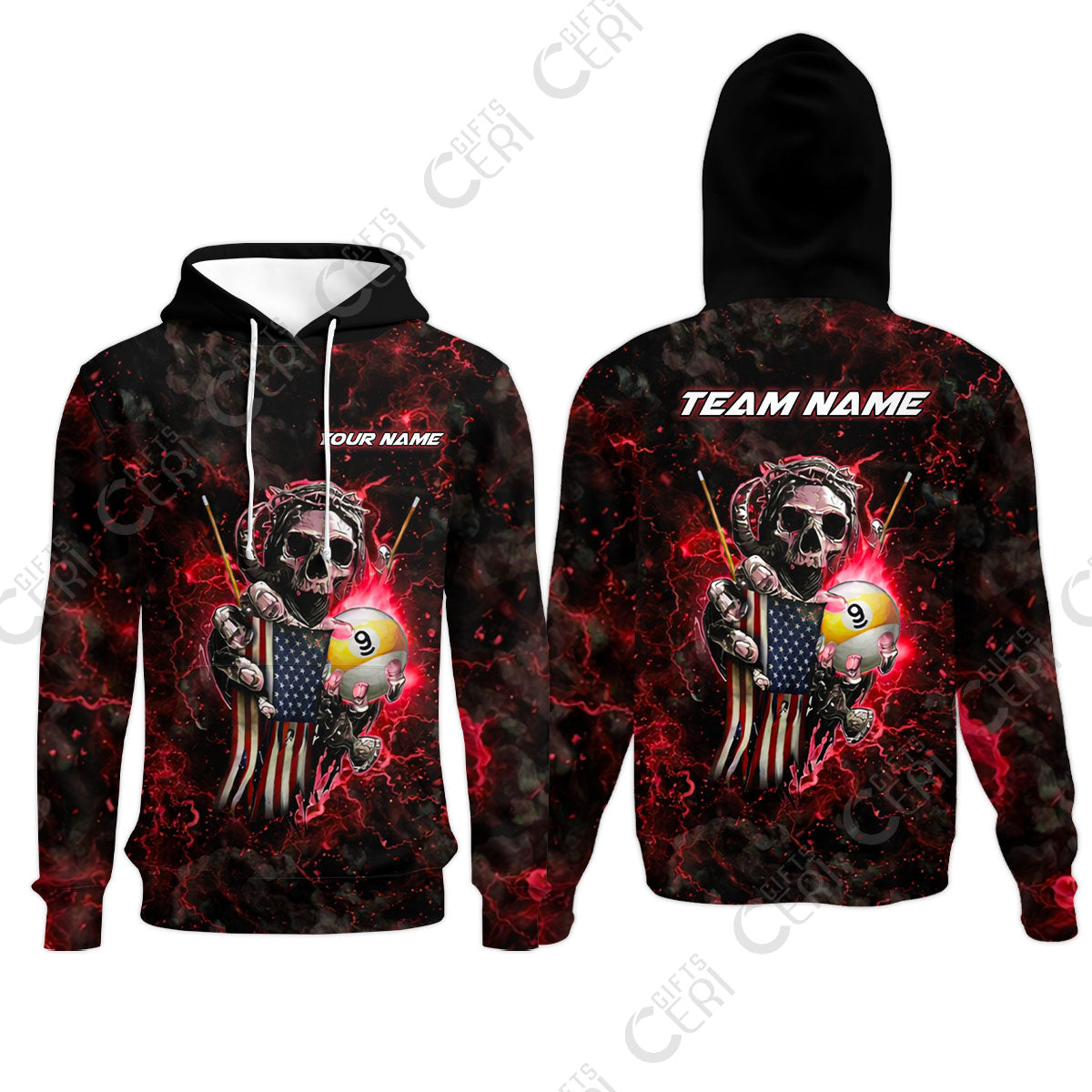 Customized Billiards Hoodies, Personalized Ghost Break 9 Ball Jersey Gift For Billiard Players