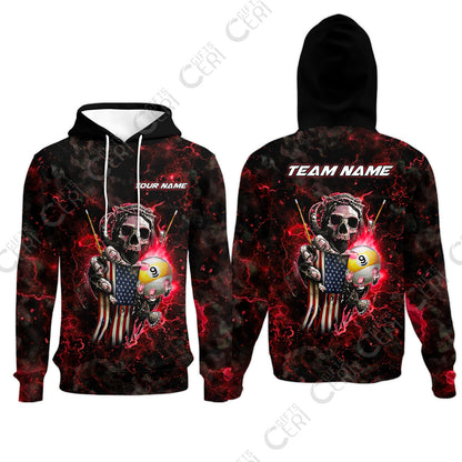 Customized Billiards Hoodies, Personalized Ghost Break 9 Ball Jersey Gift For Billiard Players