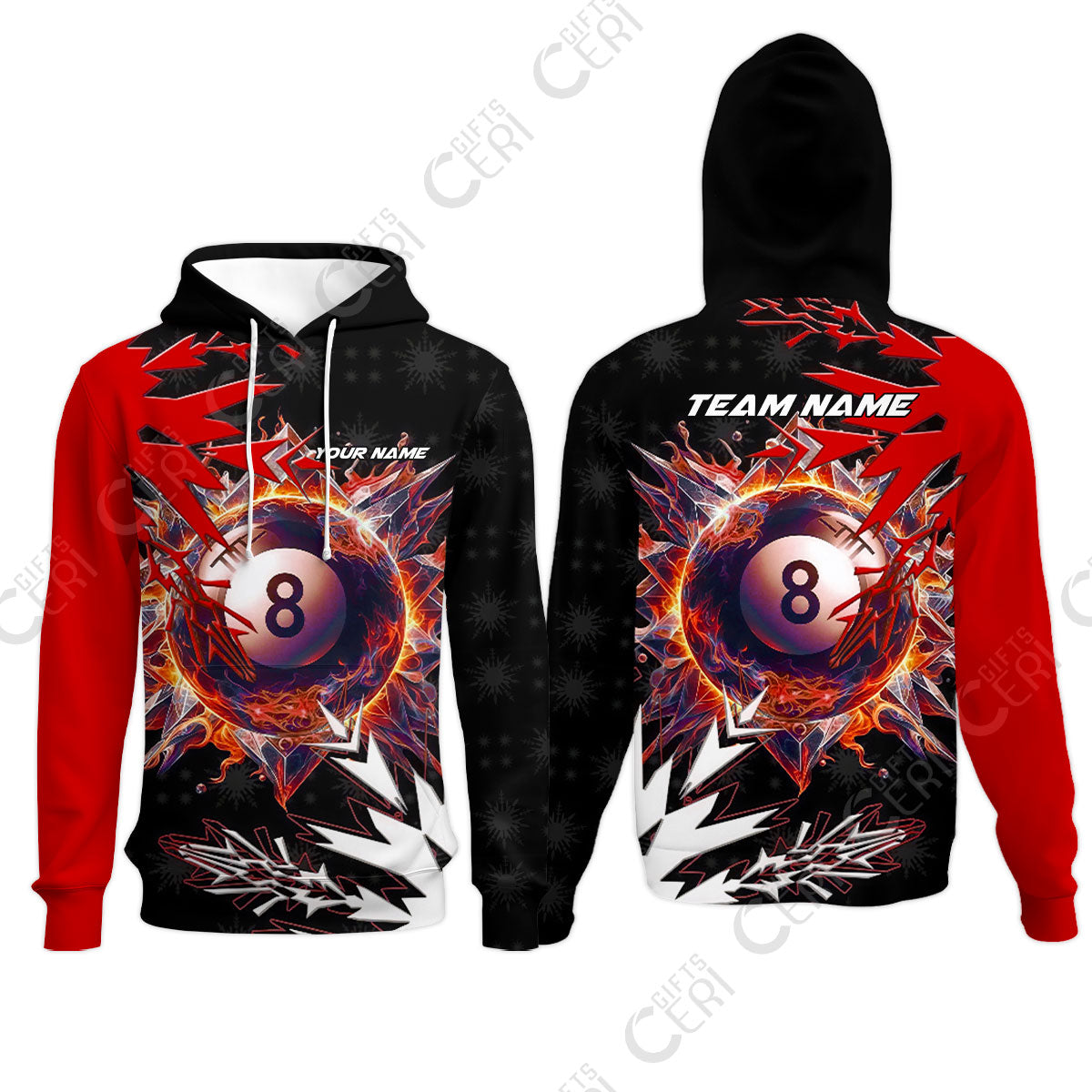 Customized Billiards Hoodies, Personalized Frostfire 8 Ball Jersey Gift For Billiard Players