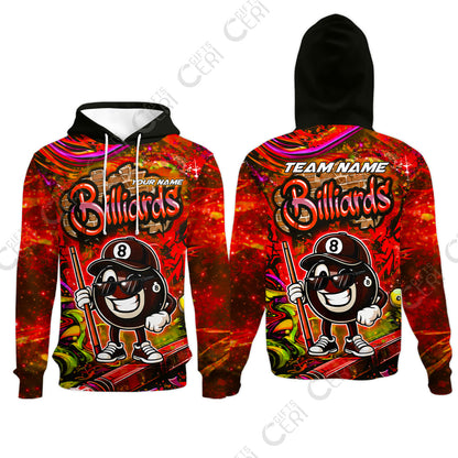 Customized Billiards Hoodies, Personalized Street Graffiti 8 Ball Jersey Gift For Billiard Players