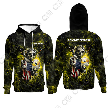 Customized Billiards Hoodies, Personalized Ghost Break 9 Ball Jersey Gift For Billiard Players