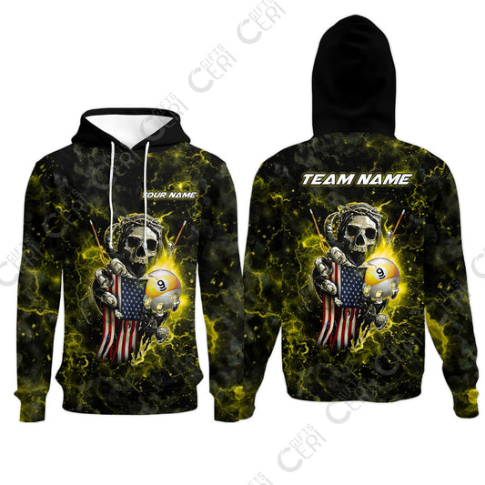 Customized Billiards Hoodies, Personalized Ghost Break 9 Ball Jersey Gift For Billiard Players