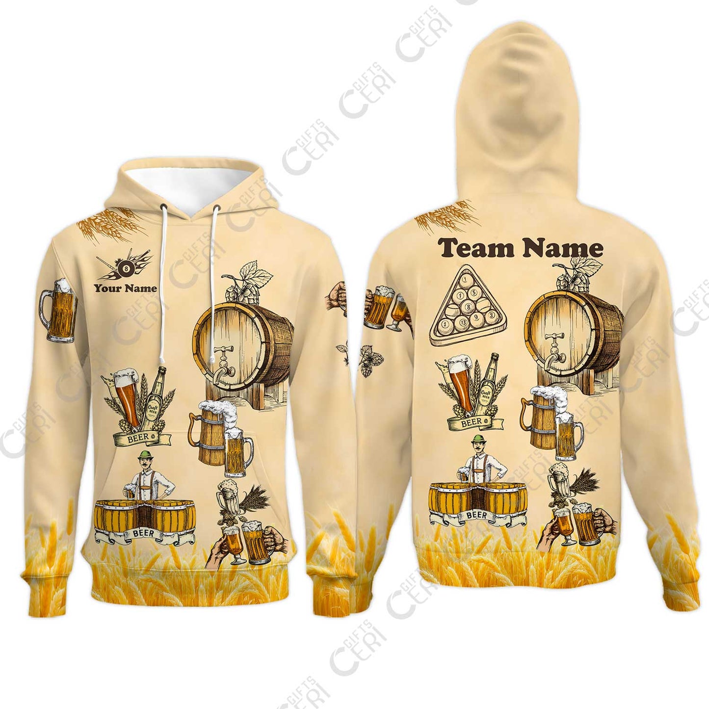 Customized 8 Ball Pool Hoodies, Beer 3 Scale Billiard 8-Ball, Personalized Billiards Jersey