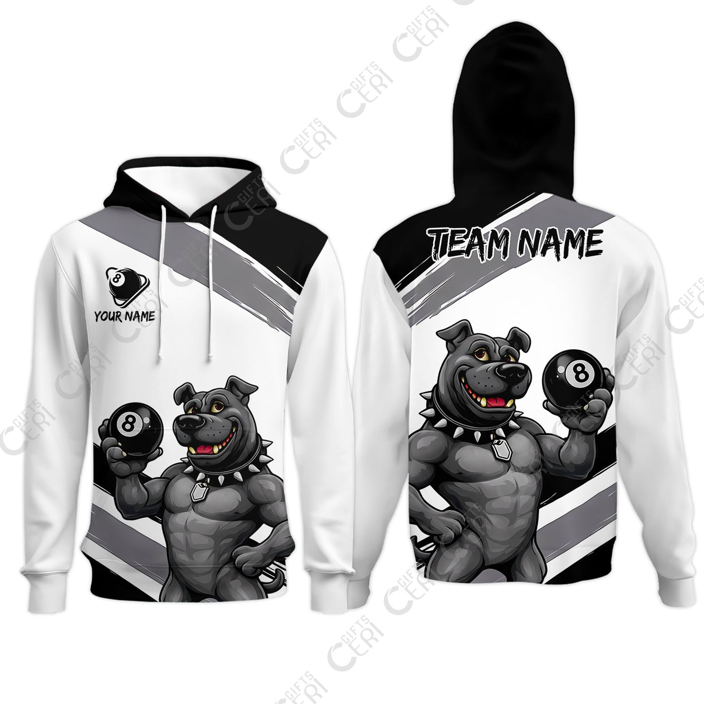 Customized Billiards Hoodies, Personalized Pitbull 8 Ball Jersey Gift For Billiard Players