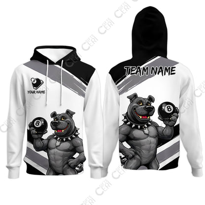 Customized Billiards Hoodies, Personalized Pitbull 8 Ball Jersey Gift For Billiard Players