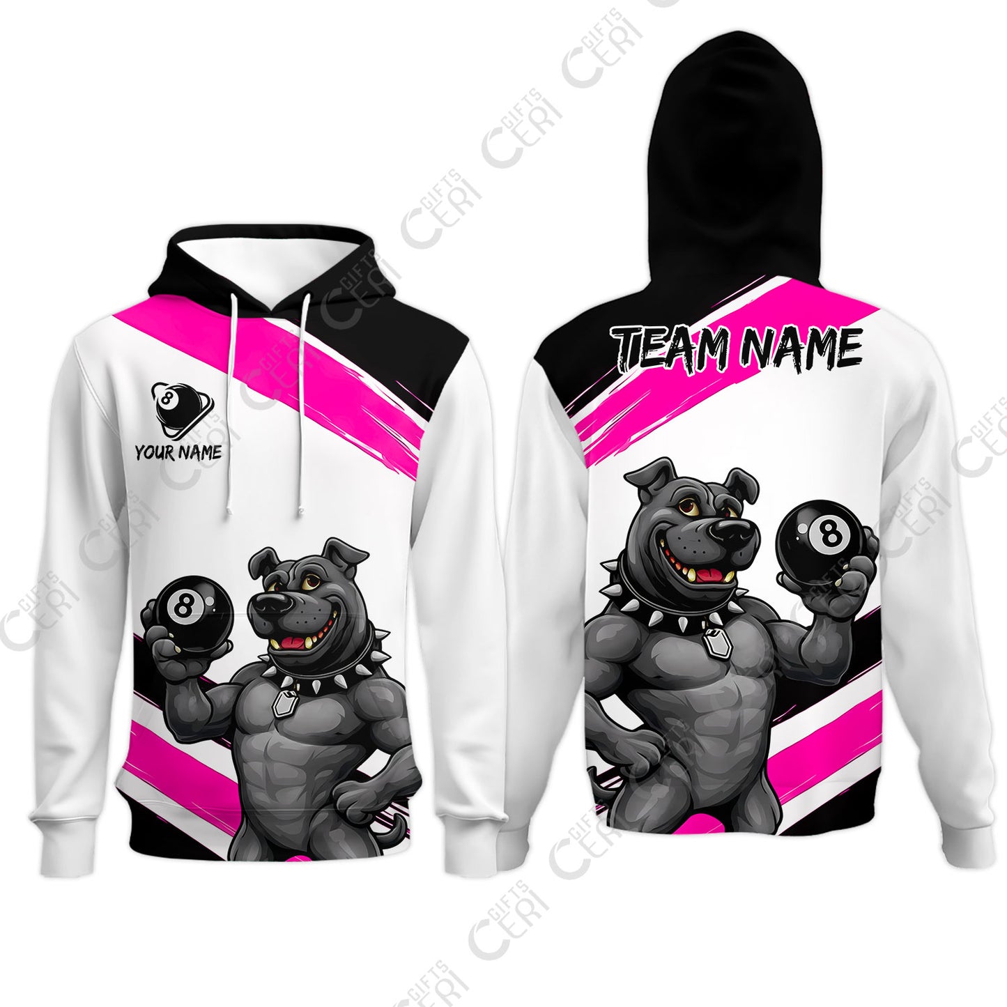 Customized Billiards Hoodies, Personalized Pitbull 8 Ball Jersey Gift For Billiard Players