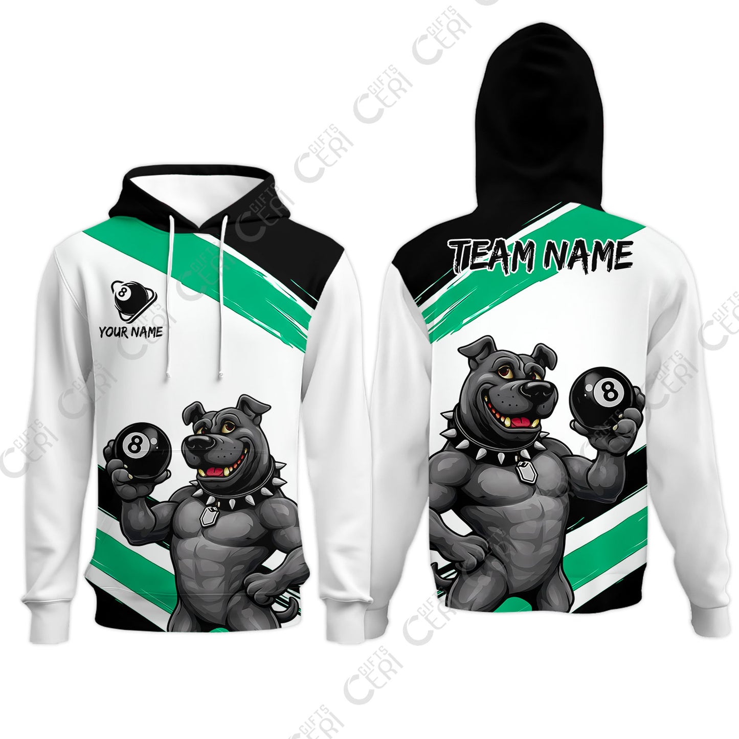 Customized Billiards Hoodies, Personalized Pitbull 8 Ball Jersey Gift For Billiard Players