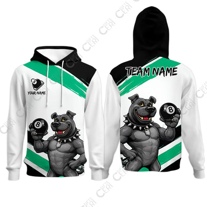 Customized Billiards Hoodies, Personalized Pitbull 8 Ball Jersey Gift For Billiard Players