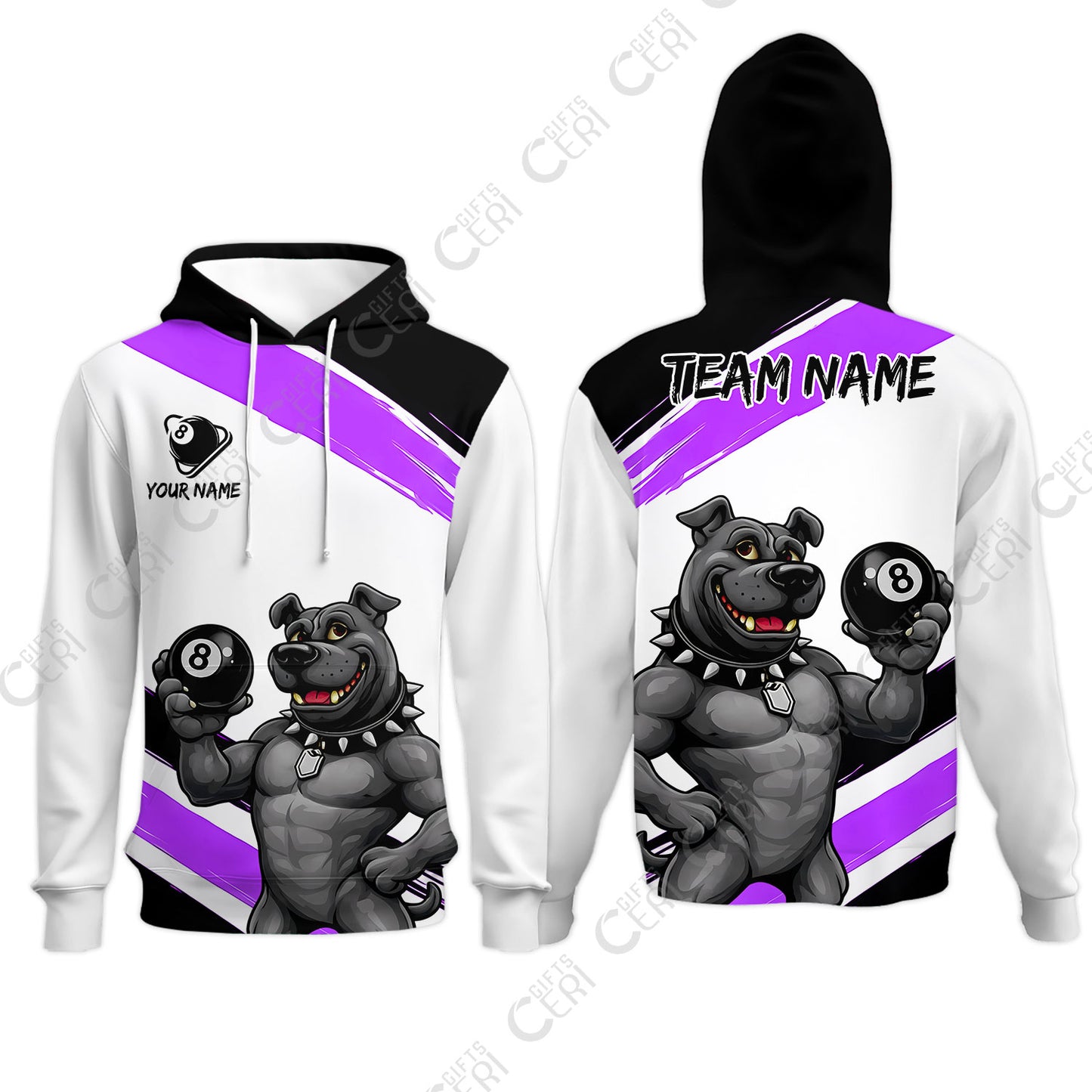 Customized Billiards Hoodies, Personalized Pitbull 8 Ball Jersey Gift For Billiard Players