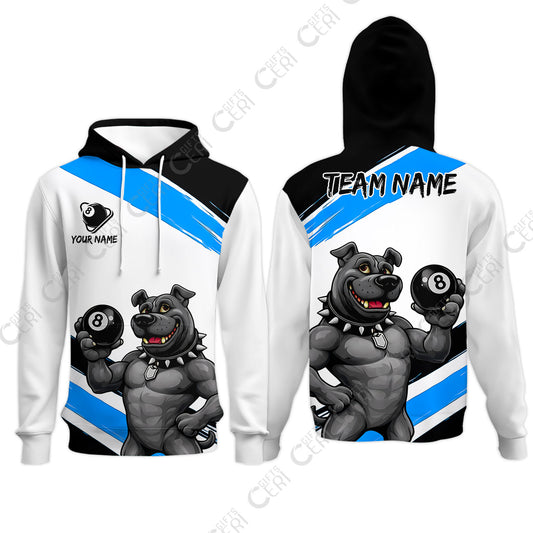 Customized Billiards Hoodies, Personalized Pitbull 8 Ball Jersey Gift For Billiard Players