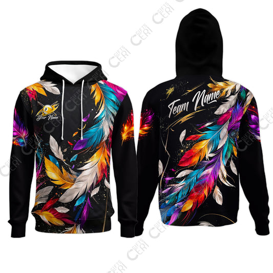 Customized 9 Ball Pool Hoodies, Feather Splash Billiard 9-ball, Personalized Billiards Jersey
