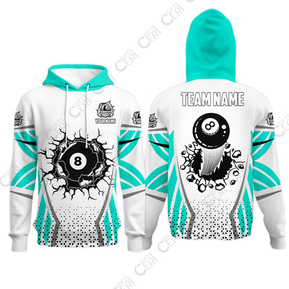 Customized 8 Ball Pool Hoodies, Billiard Triangle Pattern, 8-Ball Breaks The Wall, Billiard Jerseys