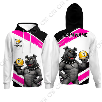 Customized Billiards Hoodies, Personalized Pitbull 9 Ball Jersey Gift For Billiard Players