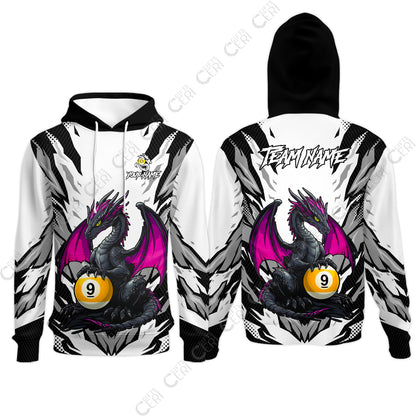 Customized Billiards Hoodies, Personalized Baby Dragon 9 Ball Jersey Gift For Billiard Players