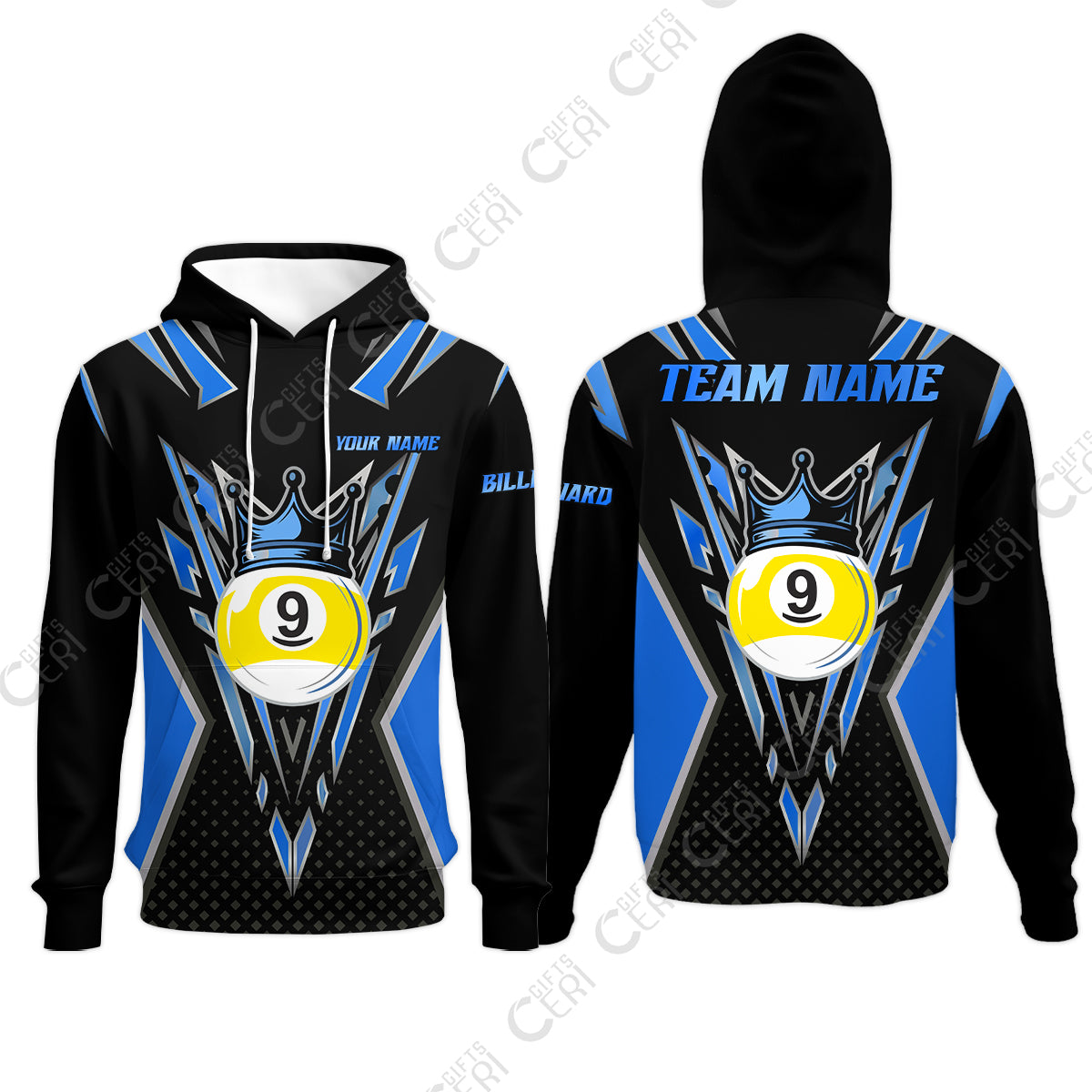 Customized 9 Ball Pool Hoodies, Billiard 9-Ball Crown, Billiard Jerseys