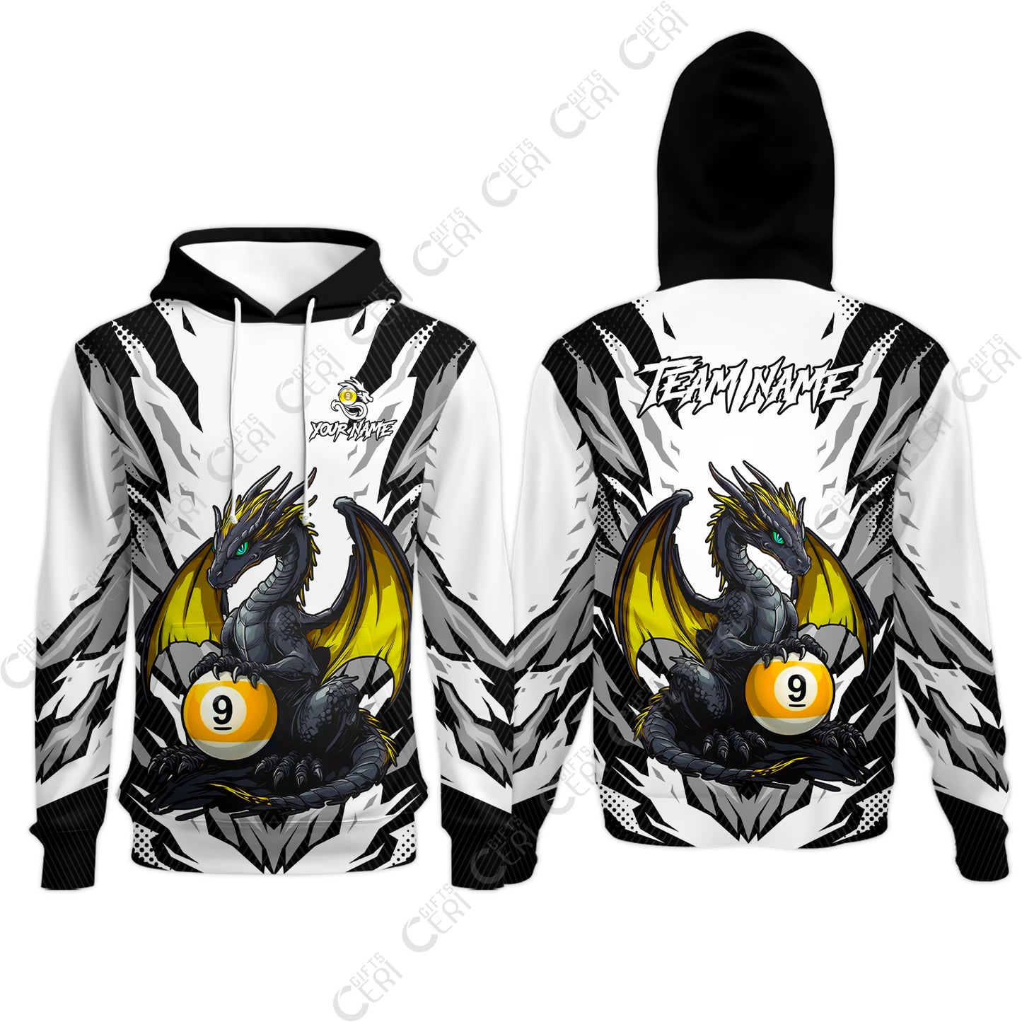 Customized Billiards Hoodies, Personalized Baby Dragon 9 Ball Jersey Gift For Billiard Players