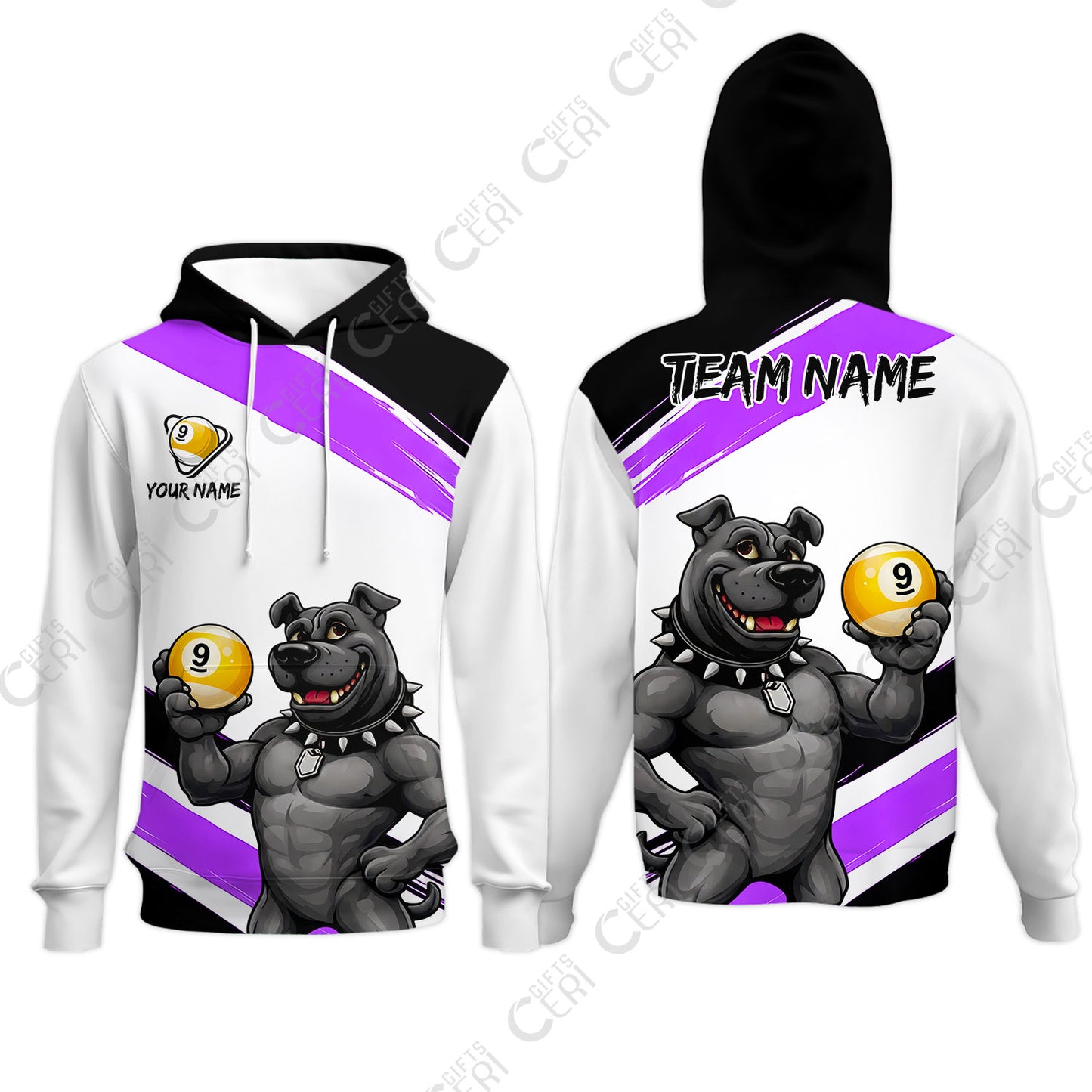 Customized Billiards Hoodies, Personalized Pitbull 9 Ball Jersey Gift For Billiard Players
