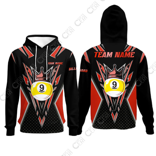 Customized 9 Ball Pool Hoodies, Billiard 9-Ball Crown, Billiard Jerseys