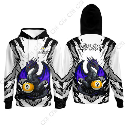 Customized Billiards Hoodies, Personalized Baby Dragon 9 Ball Jersey Gift For Billiard Players