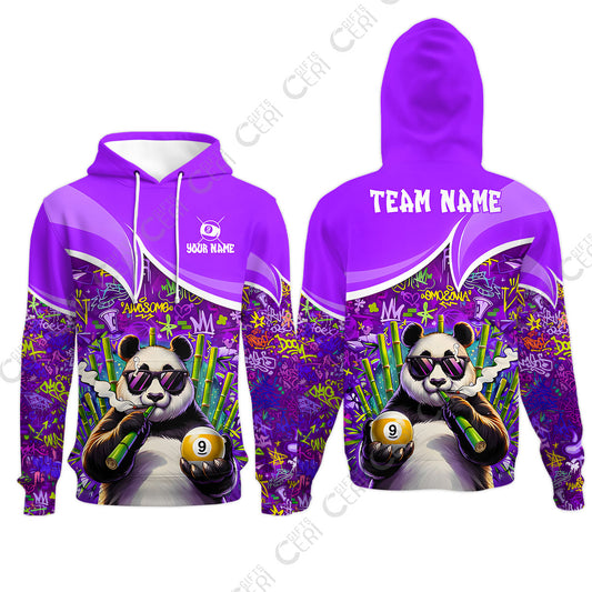 Customized 9 Ball Pool Hoodies, 9-Ball Panda Bamboo Billiards, Billiards Jerseys
