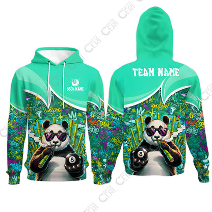 Customized 8 Ball Pool Hoodies, 8-Ball Panda Bamboo Billiards, Billiards Jerseys
